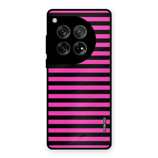 Black Pink Stripes OnePlus 12 Mobile Back Cover - Aesthetic PrintShield Case