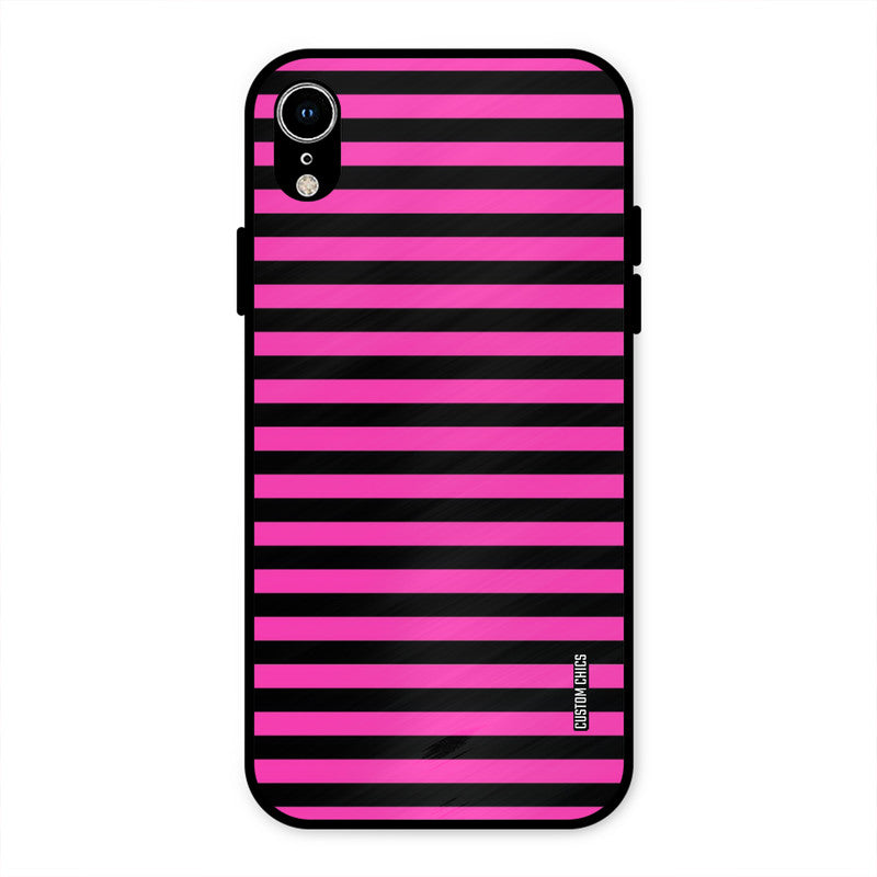Black Pink Stripes iPhone XR Mobile Back Cover - Aesthetic PrintShield Case