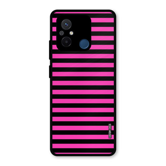 Black Pink Stripes Redmi 12c Mobile Back Cover - Aesthetic PrintShield Case
