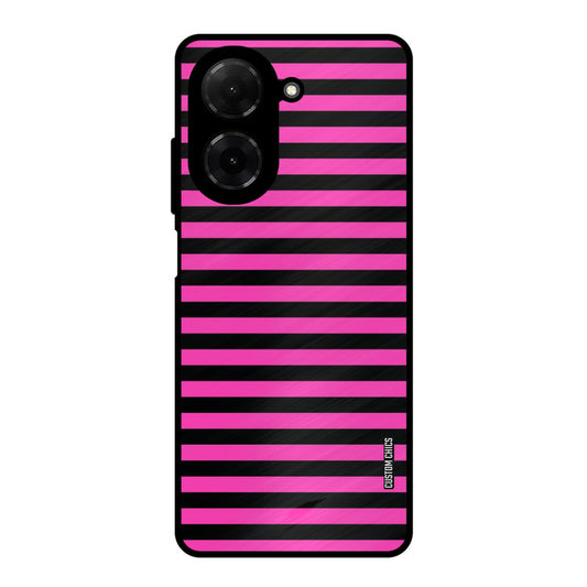 Black Pink Stripes Poco C71 Mobile Back Cover - Aesthetic PrintShield Case