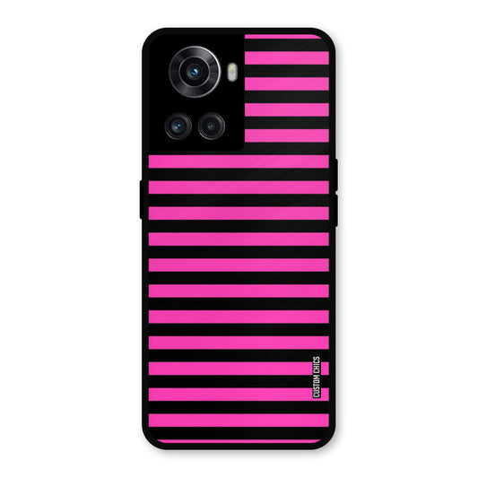 Black Pink Stripes OnePlus 10R Mobile Back Cover - Aesthetic PrintShield Case