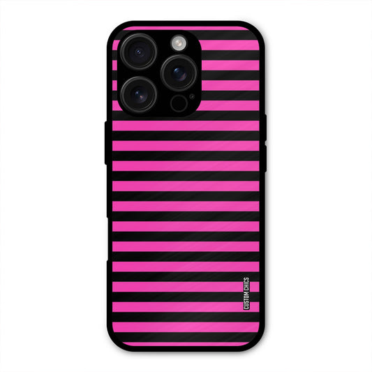 Black Pink Stripes iPhone 16 Pro Max Mobile Back Cover - Aesthetic PrintShield Case