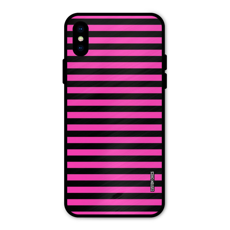 Black Pink Stripes iPhone X Mobile Back Cover - Aesthetic PrintShield Case