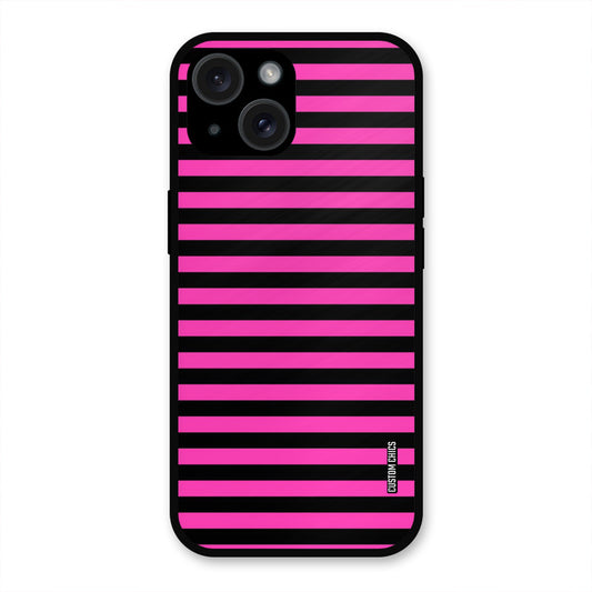 Black Pink Stripes iPhone 15 Plus Mobile Back Cover - Aesthetic PrintShield Case