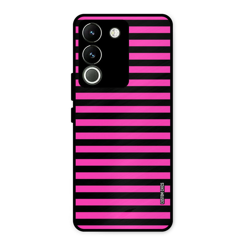 Black Pink Stripes Vivo Y200 Mobile Back Cover - Aesthetic PrintShield Case