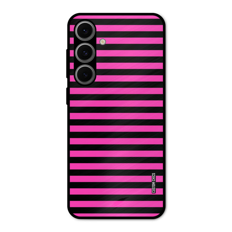 Black Pink Stripes Samsung Galaxy S24 FE Mobile Back Cover - Aesthetic PrintShield Case
