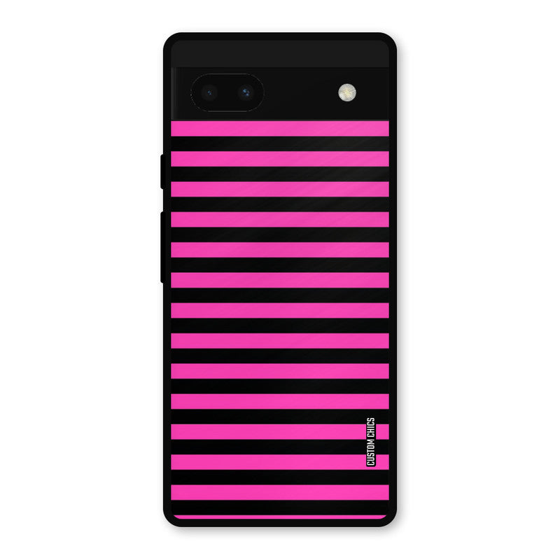 Black Pink Stripes Google Pixel 6a Mobile Back Cover - Aesthetic PrintShield Case