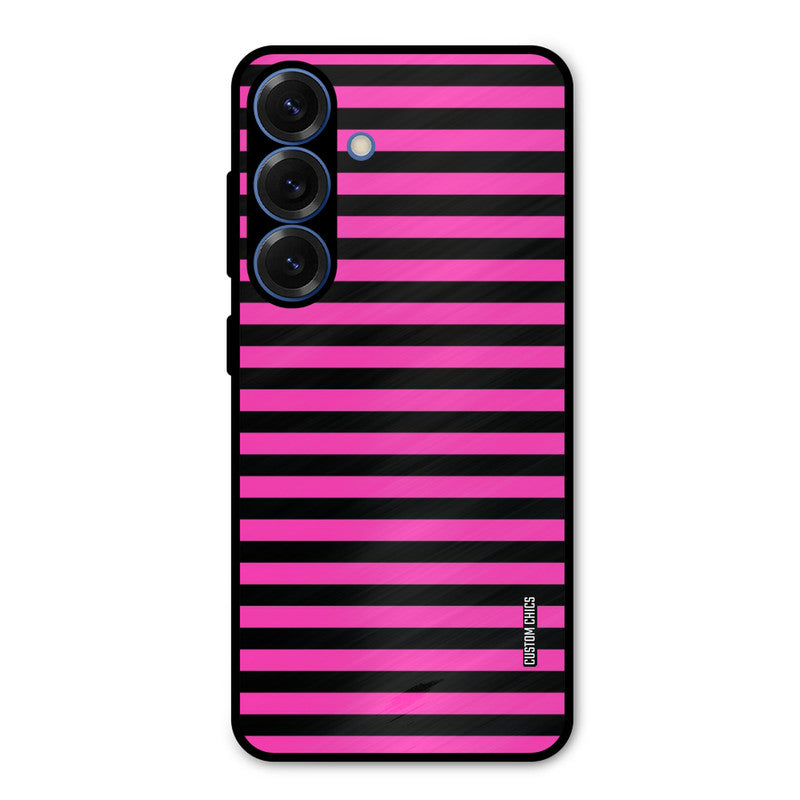 Black Pink Stripes Samsung Galaxy S25 Mobile Back Cover - Aesthetic PrintShield Case
