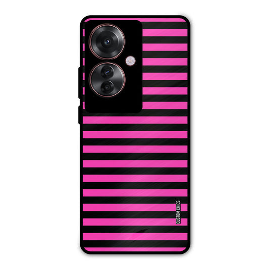 Black Pink Stripes Oppo F25 Pro Mobile Back Cover - Aesthetic PrintShield Case