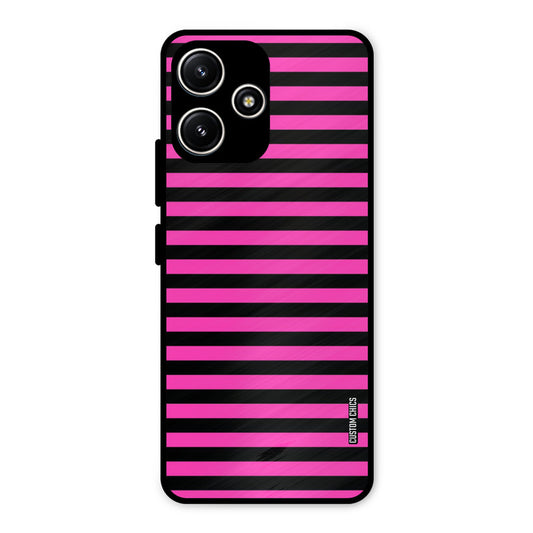 Black Pink Stripes Redmi 12 5G Mobile Back Cover - Aesthetic PrintShield Case