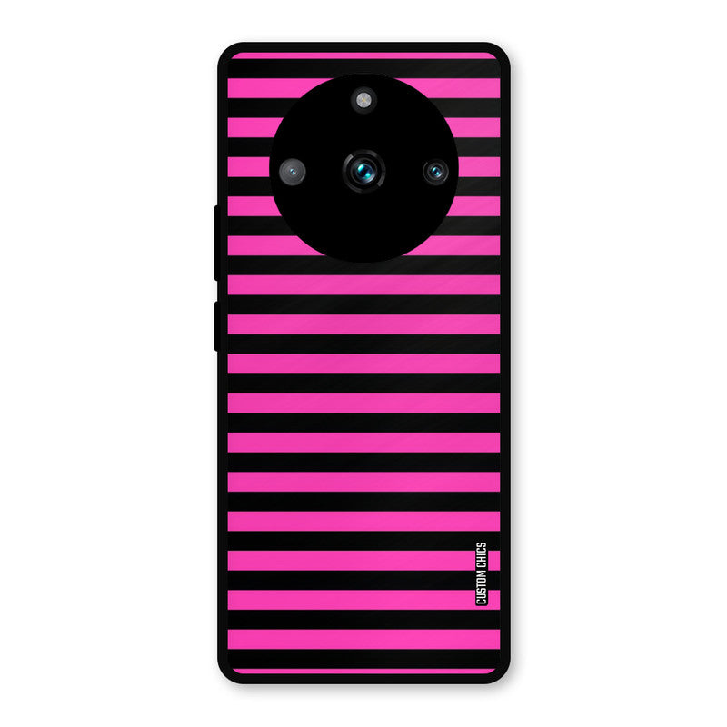 Black Pink Stripes Realme 11 Pro Plus Mobile Back Cover - Aesthetic PrintShield Case