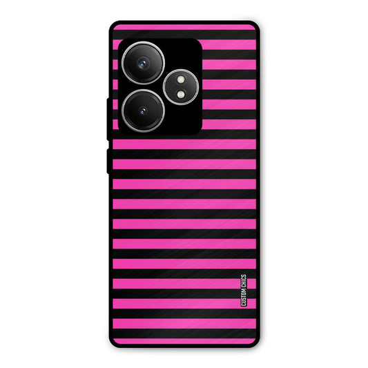 Black Pink Stripes Realme GT 6T Mobile Back Cover - Aesthetic PrintShield Case