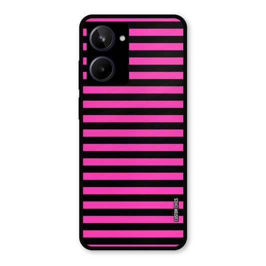 Black Pink Stripes Realme 10 Mobile Back Cover - Aesthetic PrintShield Case