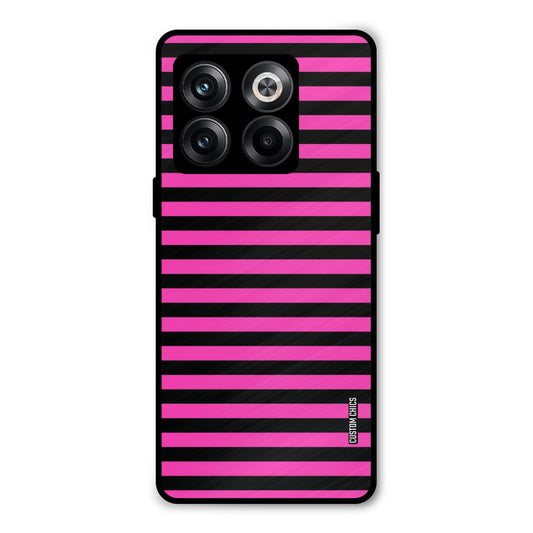 Black Pink Stripes Oneplus 10T Mobile Back Cover - Aesthetic PrintShield Case