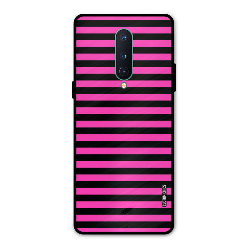 Black Pink Stripes Oneplus 8 Mobile Back Cover - Aesthetic PrintShield Case