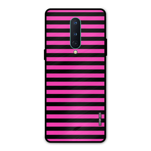 Black Pink Stripes Oneplus 8 Mobile Back Cover - Aesthetic PrintShield Case