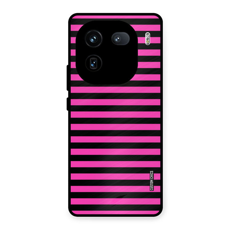 Black Pink Stripes iQOO 12 Mobile Back Cover - Aesthetic PrintShield Case