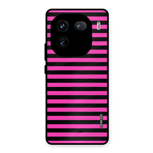 Black Pink Stripes iQOO 12 Mobile Back Cover - Aesthetic PrintShield Case