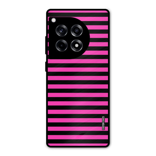 Black Pink Stripes OnePlus 12R Mobile Back Cover - Aesthetic PrintShield Case