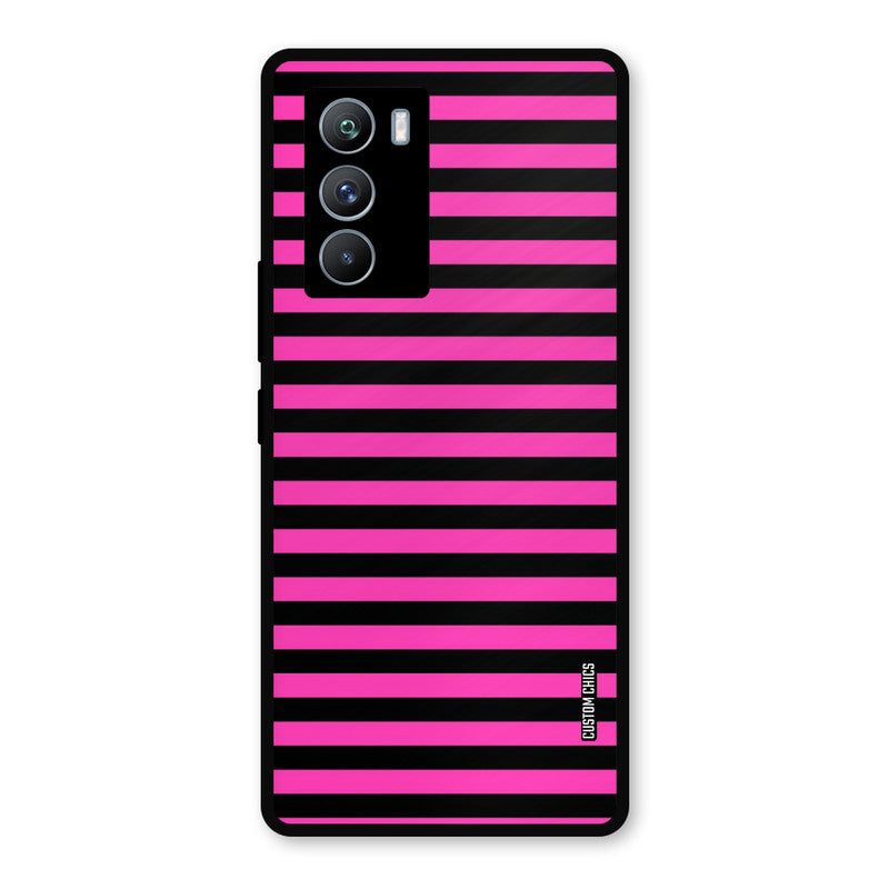 Black Pink Stripes iQOO 9SE Mobile Back Cover - Aesthetic PrintShield Case