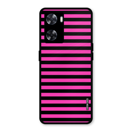 Black Pink Stripes Oppo A57 2022 Mobile Back Cover - Aesthetic PrintShield Case
