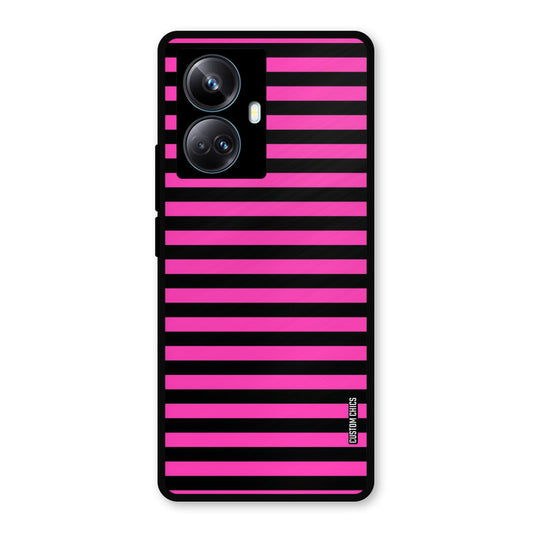 Black Pink Stripes Realme 10 Pro Plus Mobile Back Cover - Aesthetic PrintShield Case