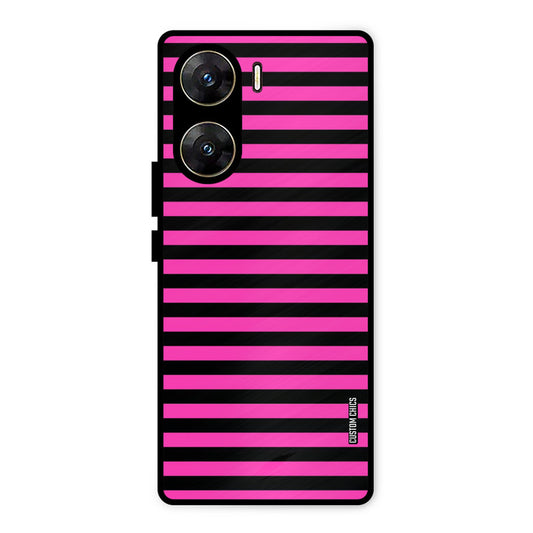 Black Pink Stripes Vivo V29e Mobile Back Cover - Aesthetic PrintShield Case