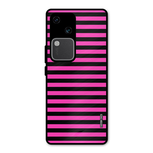 Black Pink Stripes Vivo V30 Mobile Back Cover - Aesthetic PrintShield Case