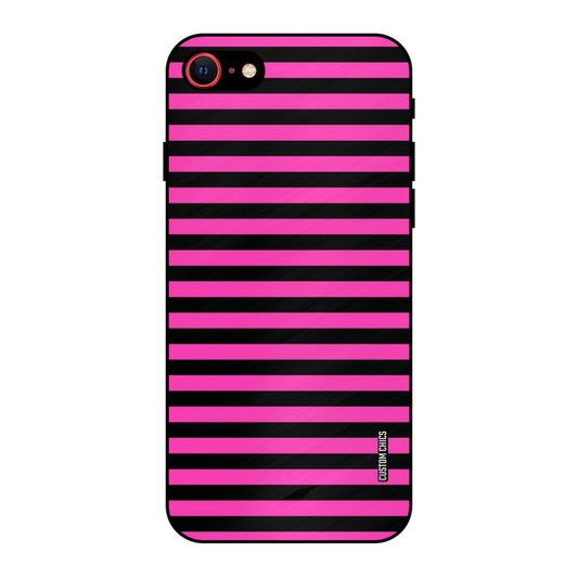 Black Pink Stripes iPhone SE 2020 Mobile Back Cover - Aesthetic PrintShield Case