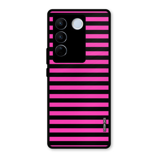Black Pink Stripes Vivo V27 Pro Mobile Back Cover - Aesthetic PrintShield Case