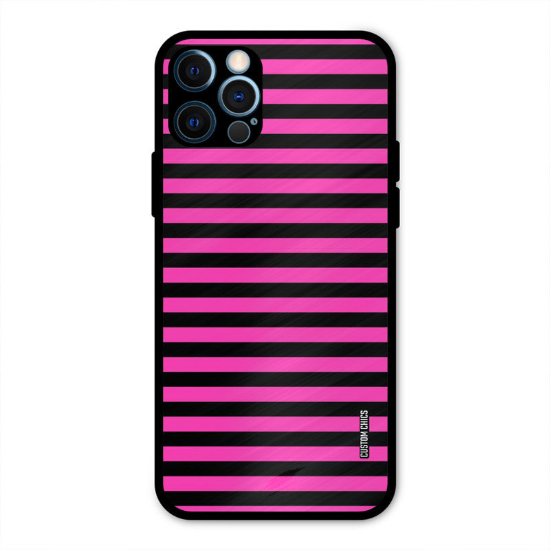 Black Pink Stripes IPhone 12 Pro Max Mobile Back Cover - Aesthetic PrintShield Case