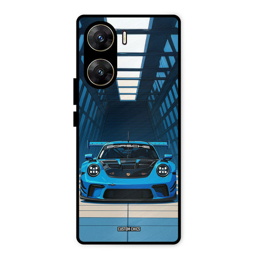 Blue Porsche Vivo V29e Mobile Back Cover - Car&Bike PrintShield Case