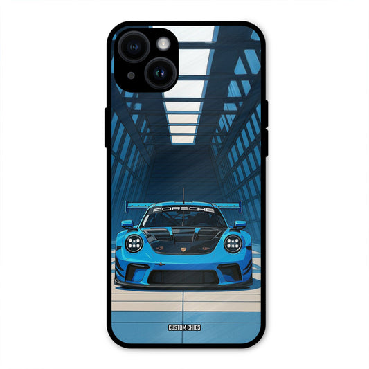 Blue Porsche iPhone 14 Plus Mobile Back Cover - Car&Bike PrintShield Case