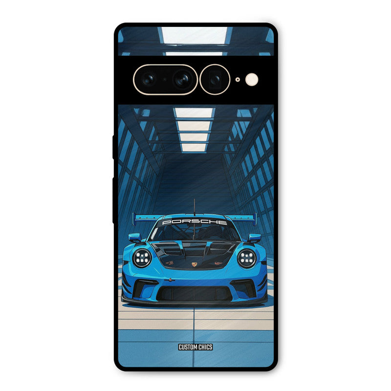 Blue Porsche Google Pixel 7 Pro Mobile Back Cover - Car&Bike PrintShield Case
