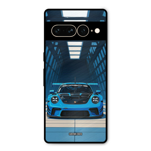 Blue Porsche Google Pixel 7 Pro Mobile Back Cover - Car&Bike PrintShield Case