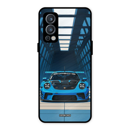 Blue Porsche OnePlus Nord 2 5G Mobile Back Cover - Car&Bike PrintShield Case