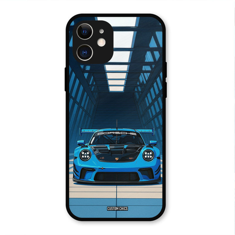 Blue Porsche iPhone 12 Mobile Back Cover - Car&Bike PrintShield Case