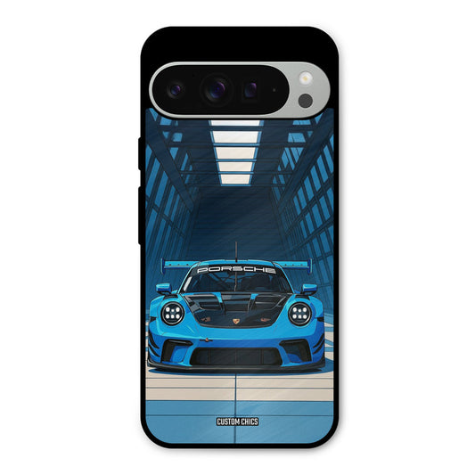 Blue Porsche Google Pixel 9 Pro XL Mobile Back Cover - Car&Bike PrintShield Case