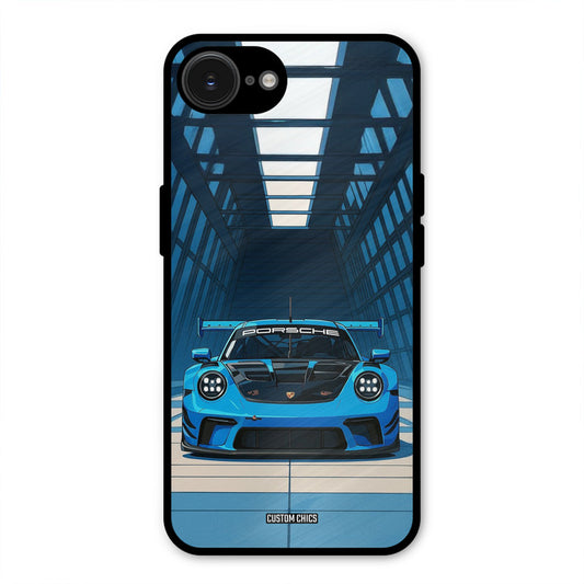 Blue Porsche iPhone 16e Mobile Back Cover - Car&Bike PrintShield Case