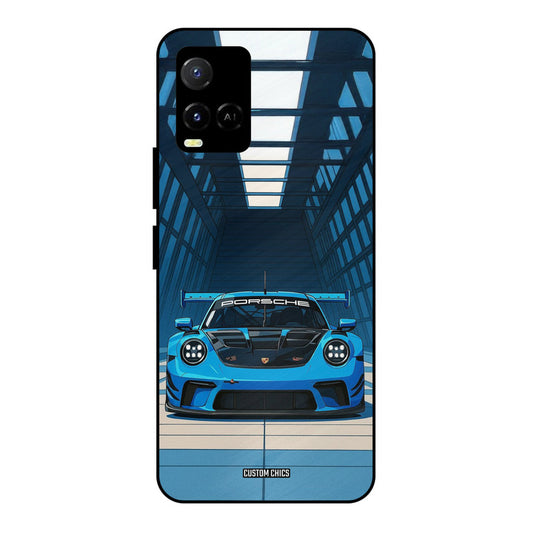 Blue Porsche Vivo Y33s Mobile Back Cover - Car&Bike PrintShield Case