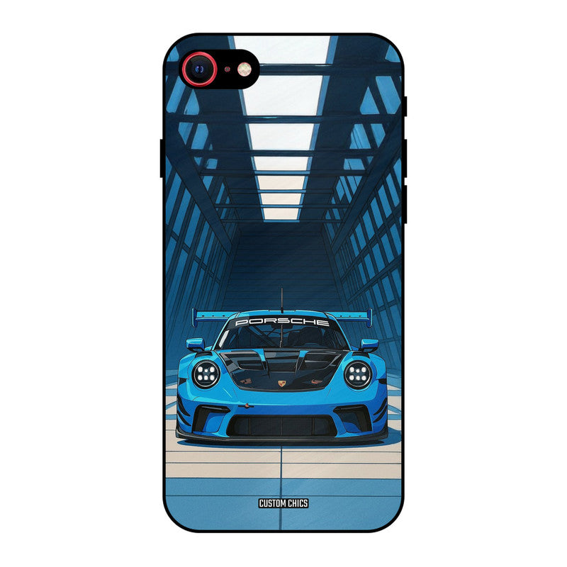 Blue Porsche iPhone SE 2020 Mobile Back Cover - Car&Bike PrintShield Case