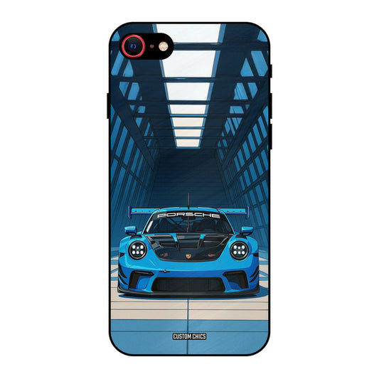 Blue Porsche iPhone SE 2020 Mobile Back Cover - Car&Bike PrintShield Case