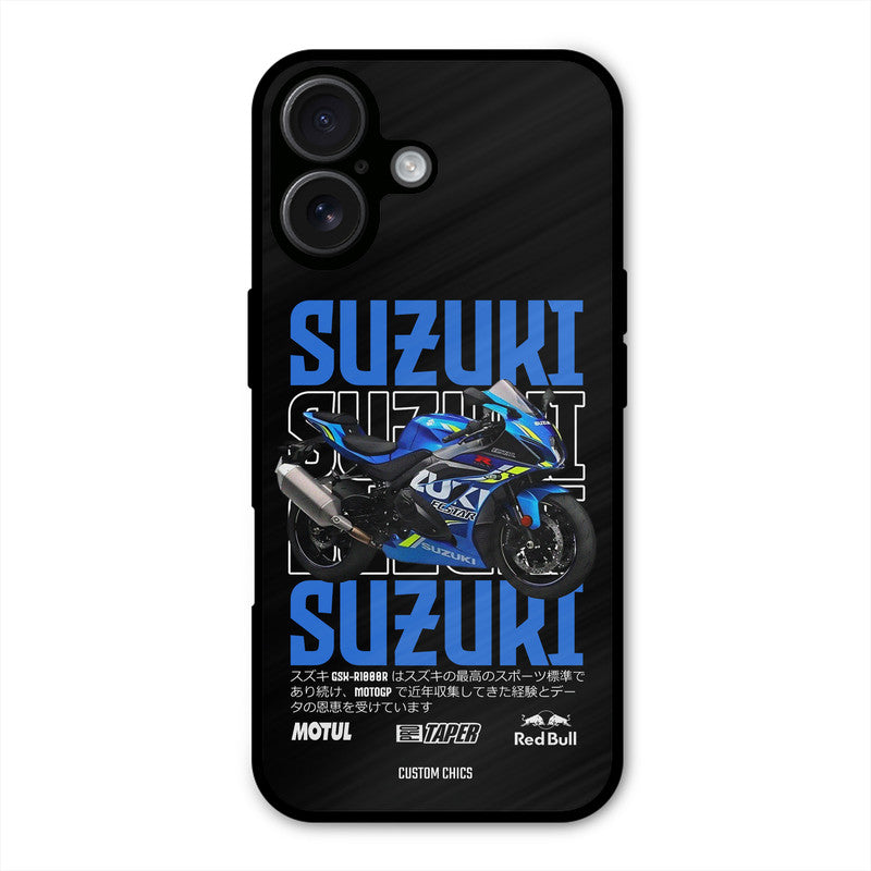 Blue Suzuki iPhone 16 Mobile Back Cover - Car&Bike PrintShield Case