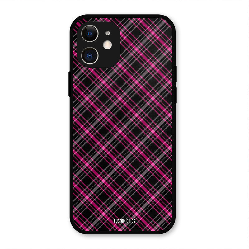 Check Fabric IPhone 12 Mobile Back Cover - Aesthetic PrintShield Case
