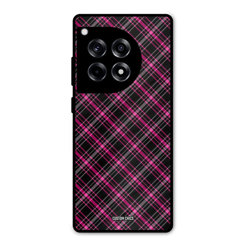 Check Fabric OnePlus 12R Mobile Back Cover - Aesthetic PrintShield Case
