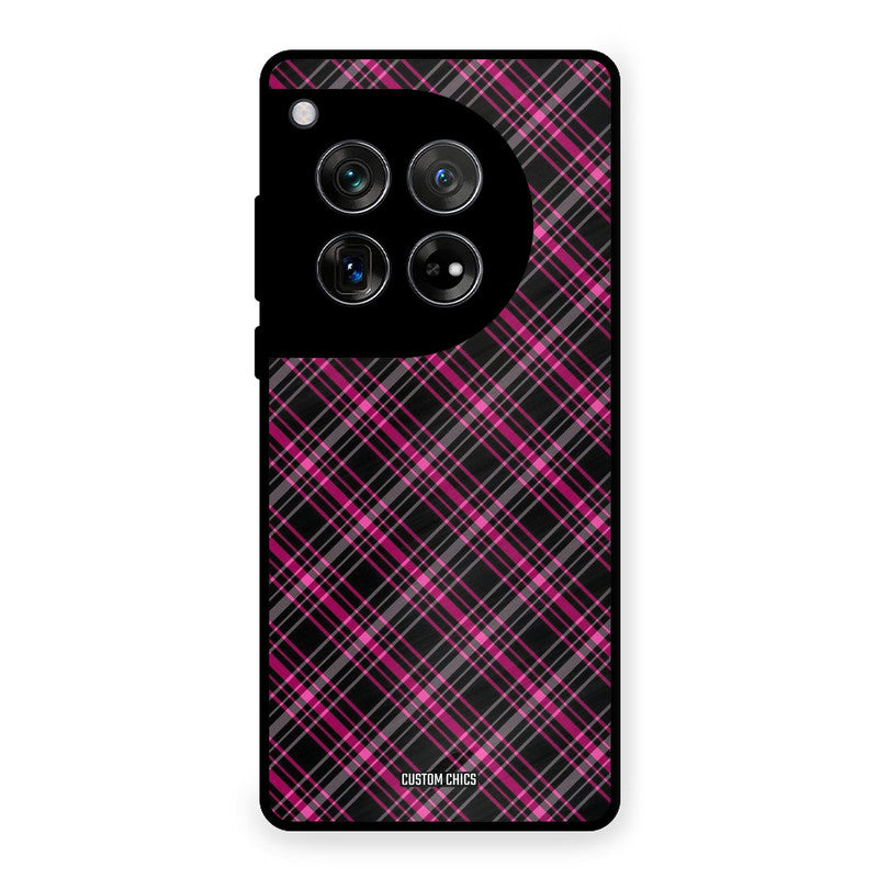Check Fabric OnePlus 12 Mobile Back Cover - Aesthetic PrintShield Case