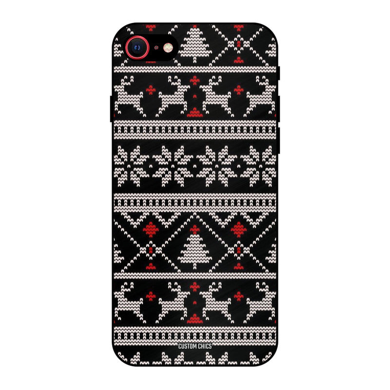 Christmas Pattern iPhone SE 2020 Mobile Back Cover - Aesthetic PrintShield Case