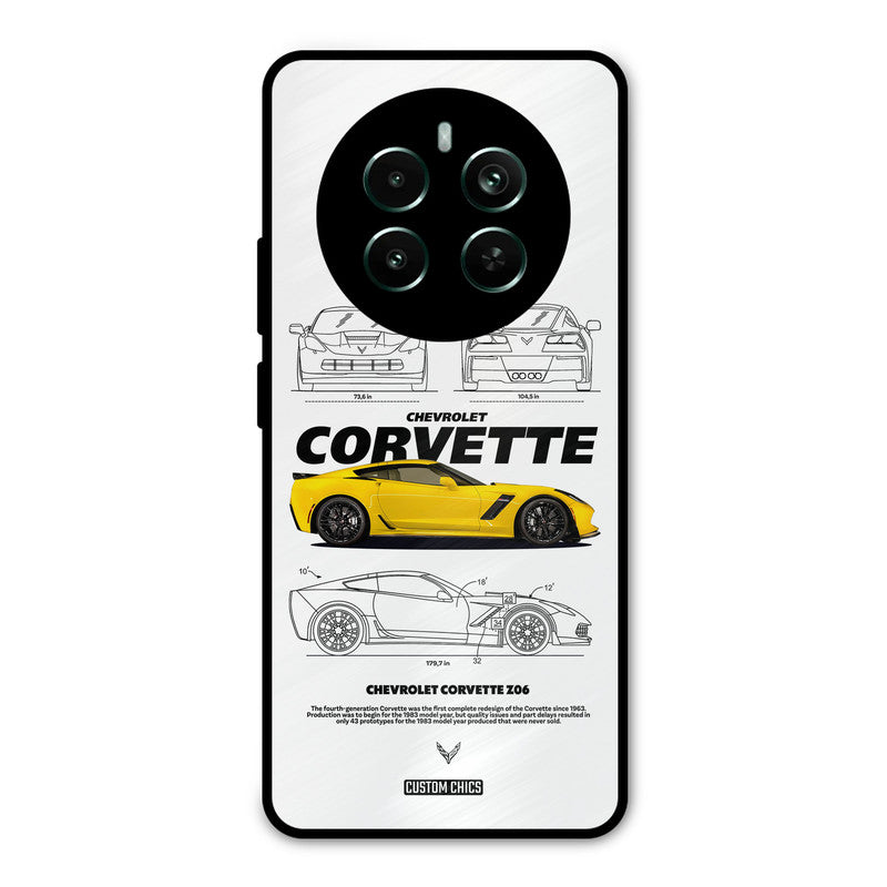 Corvette Yellow Realme 12 Plus Mobile Back Cover - Car&Bike PrintShield Case