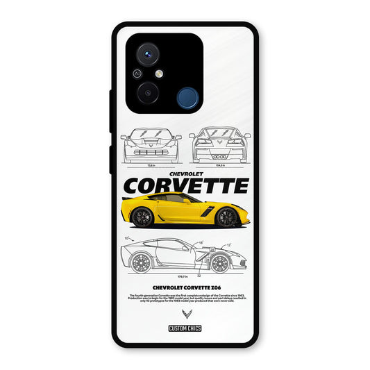 Corvette Yellow Redmi 12c Mobile Back Cover - Car&Bike PrintShield Case