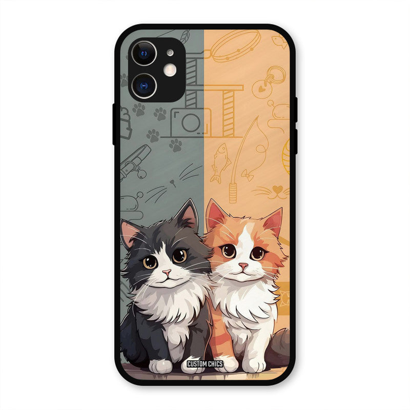 Couple Cat iPhone 11 Mobile Back Cover - Cute PrintShield Case